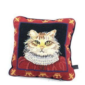 Novelty Cat 100% Wool Throw Pillow Designer Luxury